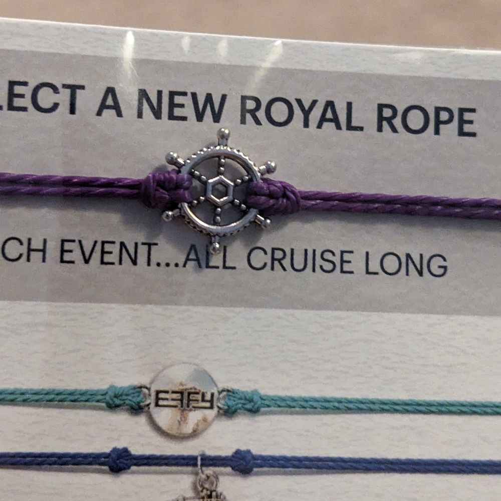 EFFY Royal Caribbean Cruise Ship Wheel Charm Adjustable Rope String Bracelet NWT